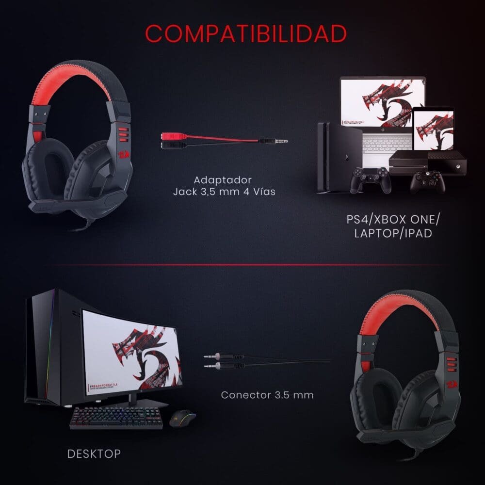 Diademas Gamer Redragon H120 Ares 3.5 - Imagen 8