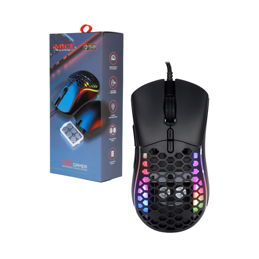 Mouse Gamer Usb Con Peso Rgb T60 80375