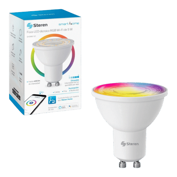 Bombillo Led Dicroico Wi-Fi Rgb+W Multicolor De 5 W