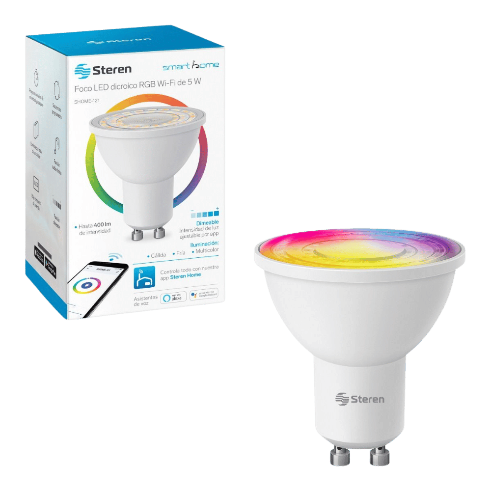Bombillo Led Dicroico Wi-Fi Rgb+W Multicolor De 5 W