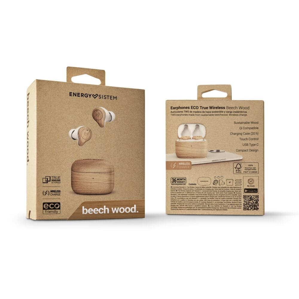 Audífonos Energy Sistem Eco True Wireless Beech Wood / Inalámbricos Madera De Haya - Imagen 6