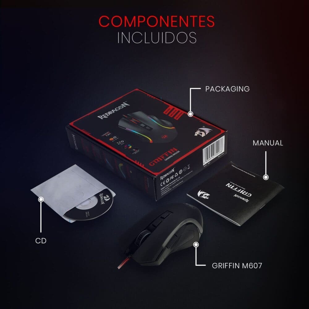 Mouse Griffin Chroma Gamer Redragon M607 - Imagen 4