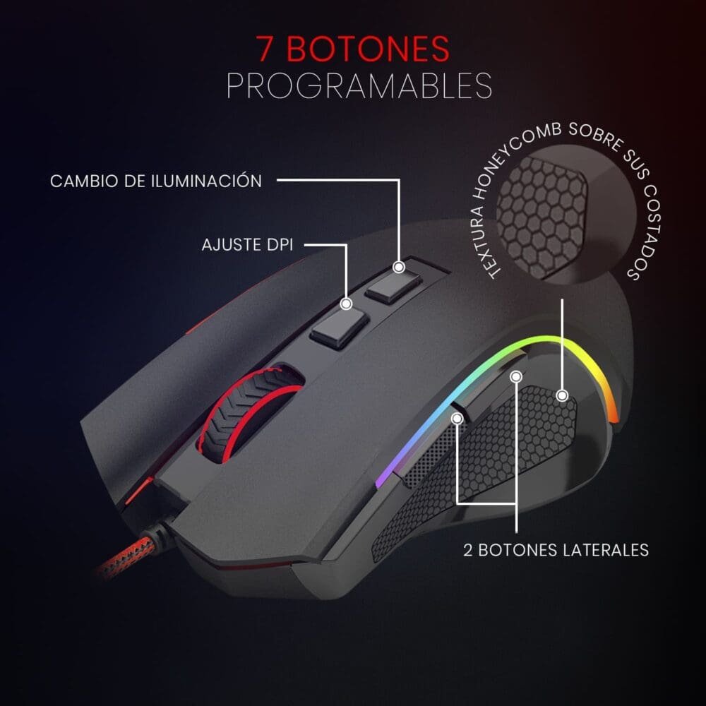 Mouse Griffin Chroma Gamer Redragon M607 - Imagen 6