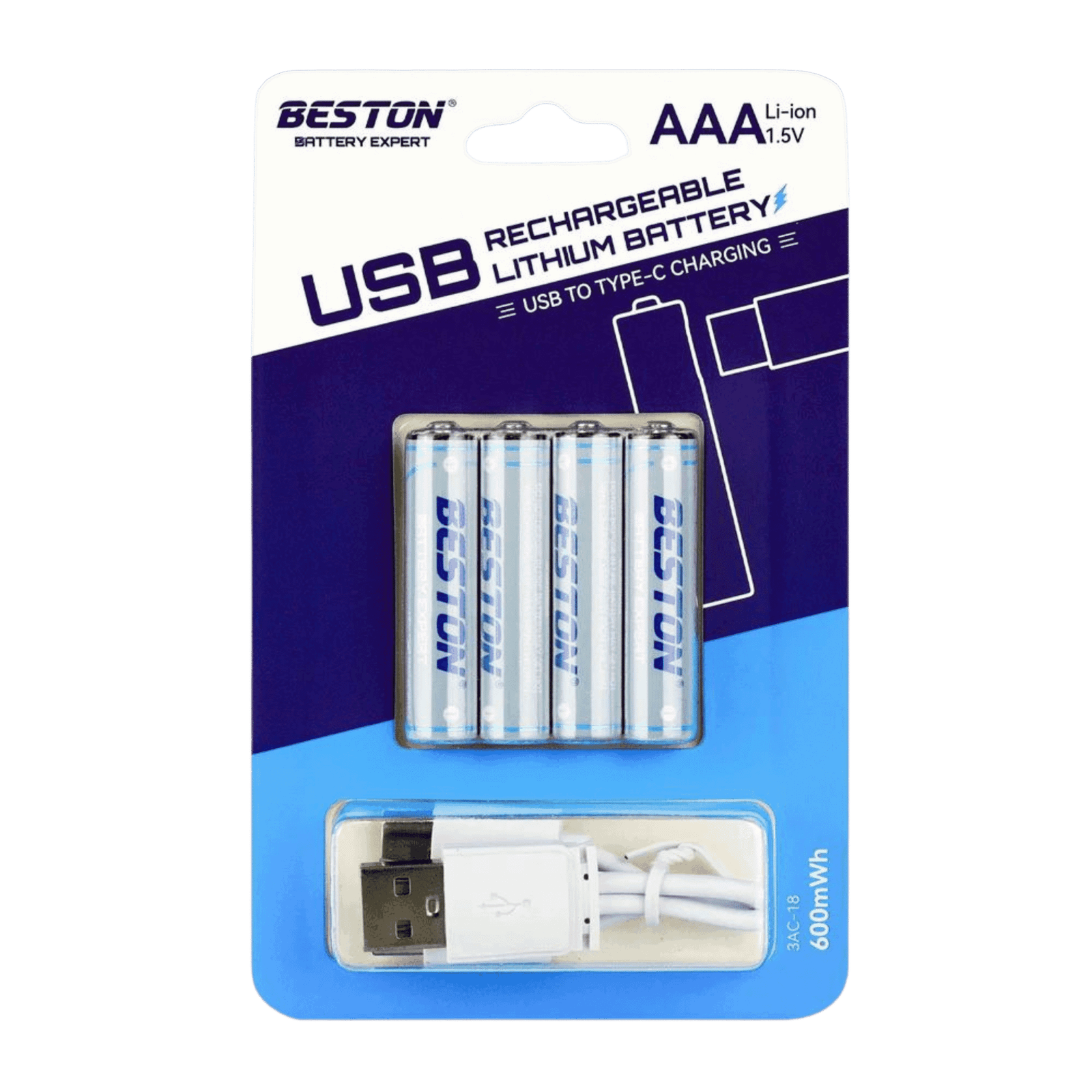 Pila Recargable Usb Aaa 3ac18 - Imagen 1