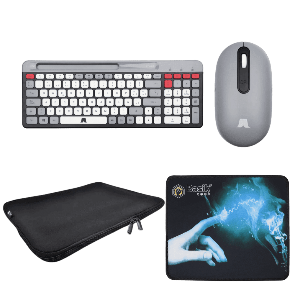 Combo Office: Teclado+Mouse 2.4G Jaltech + Funda 15″ + Pad BSKPAD