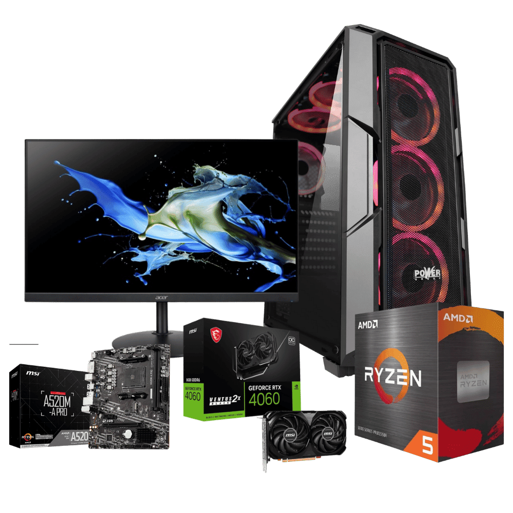 Equipo Power Group R56162MRX4: Ryzen 5 5600GT + RTX 4060 + 32GB + SSD 512GB + Monitor