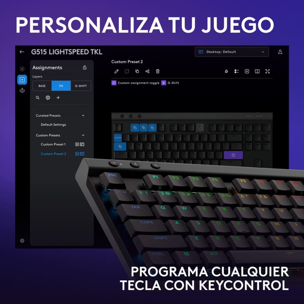 Teclado Gamer Mecánico Inalámbrico Logitech G515 TKL LIGHTSPEED RGB - Imagen 7