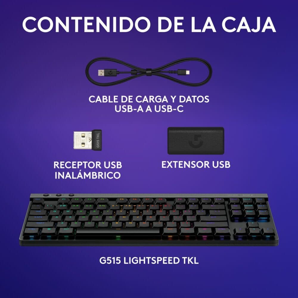 Teclado Gamer Mecánico Inalámbrico Logitech G515 TKL LIGHTSPEED RGB - Imagen 8