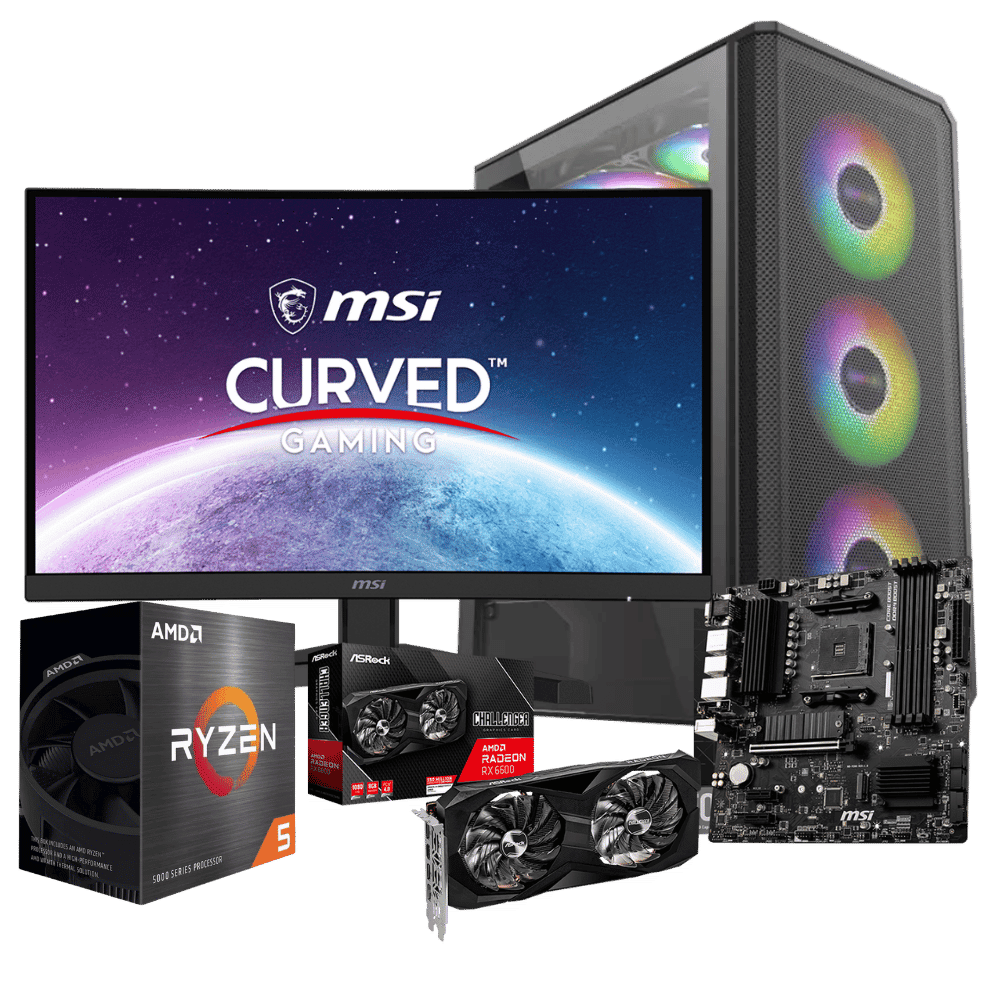 Equipo Master FEB65W: Ryzen 5 5600Gt+ RX6600 8GB+ 16GB DDR4 + SSD 500Gb + F.650w+ Monitor