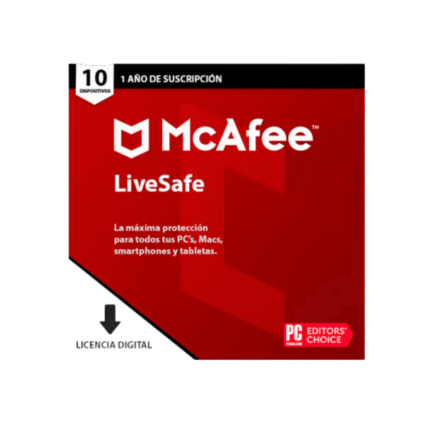 Antivirus McAfee LiveSafe 10 Dispositivos Por 1 Año