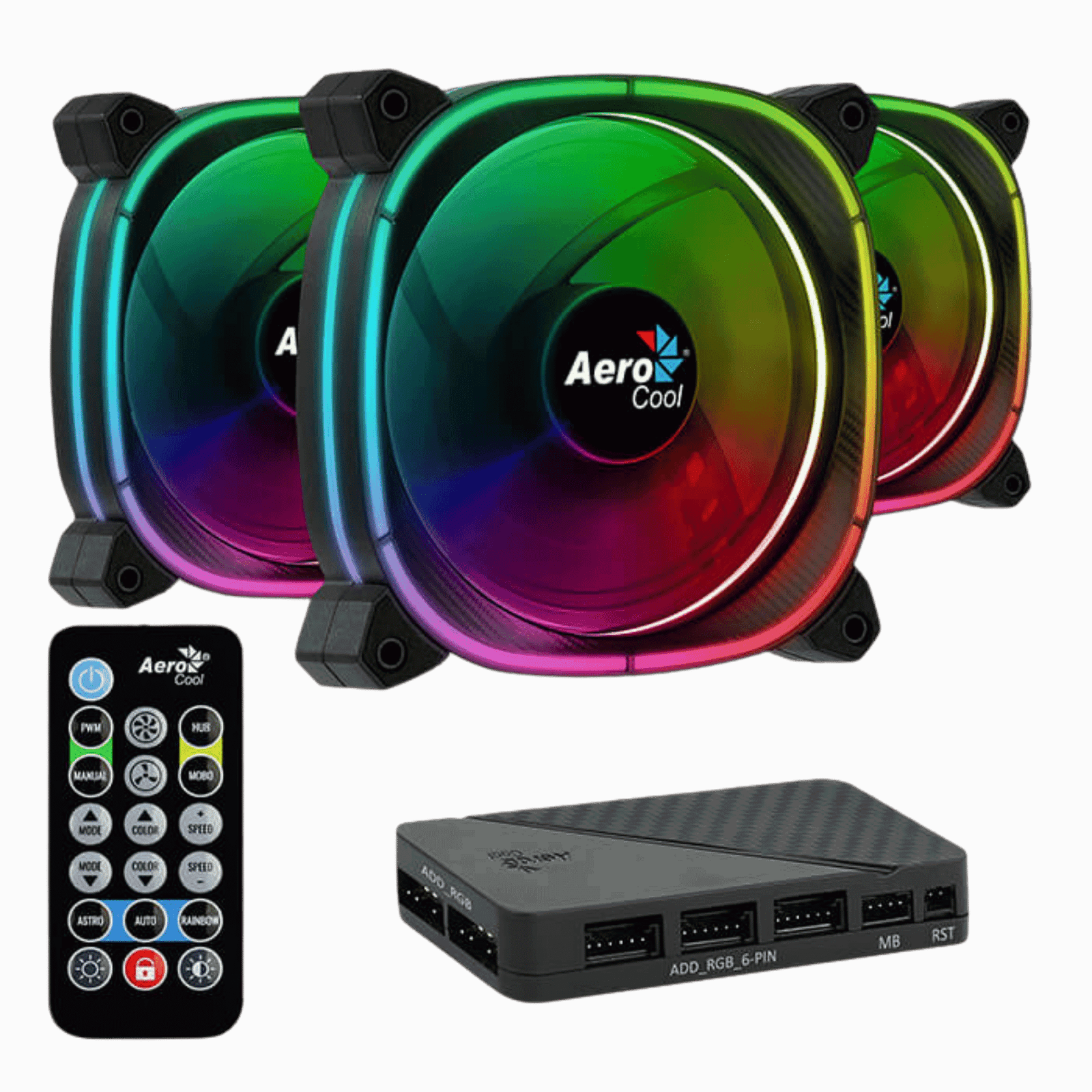 Kit Aerocool 3 Ventiladores Astro 12pro 3 Fans + Controladora