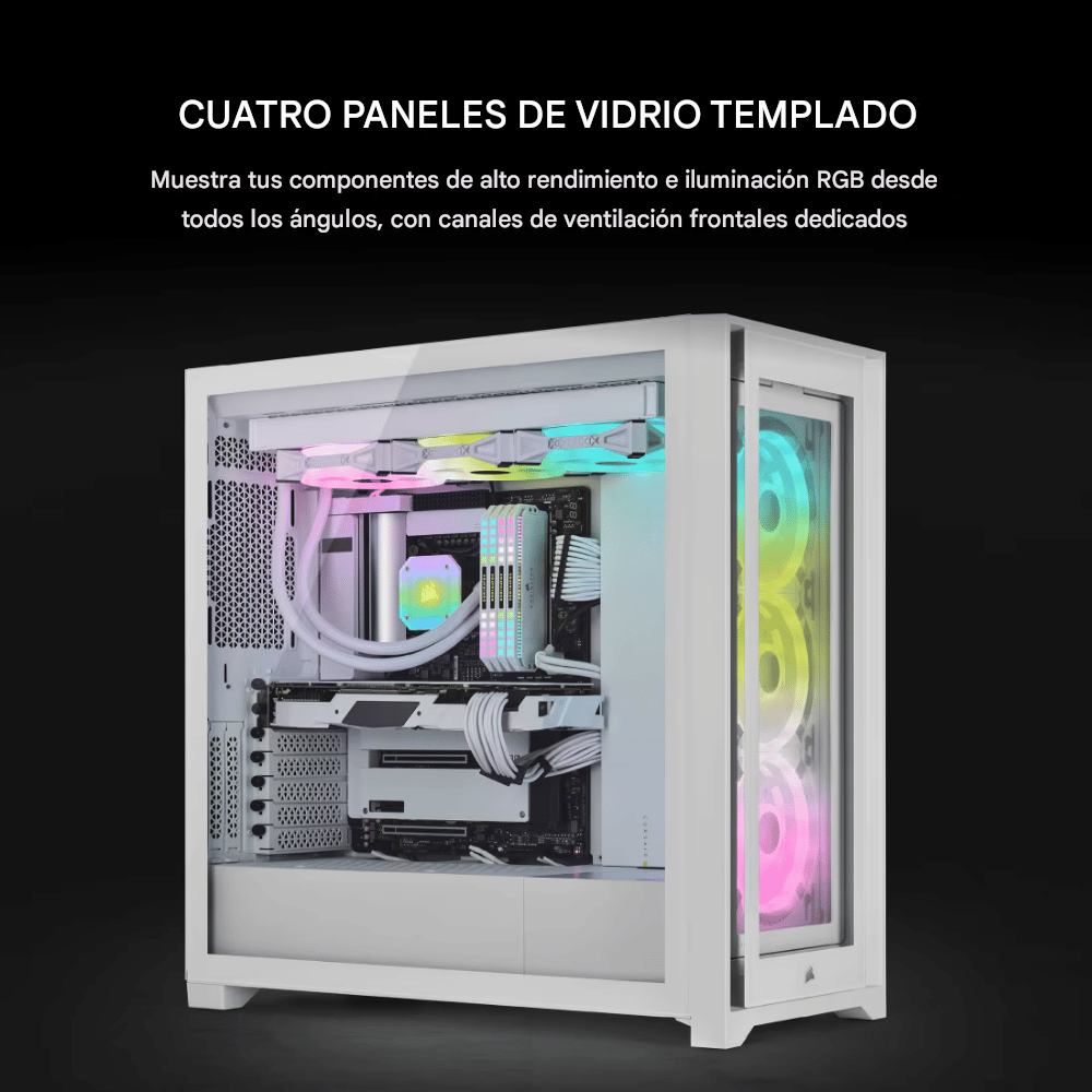 Chasis ATX semitorre iCUE 5000X RGB QL Edition — True White (3)