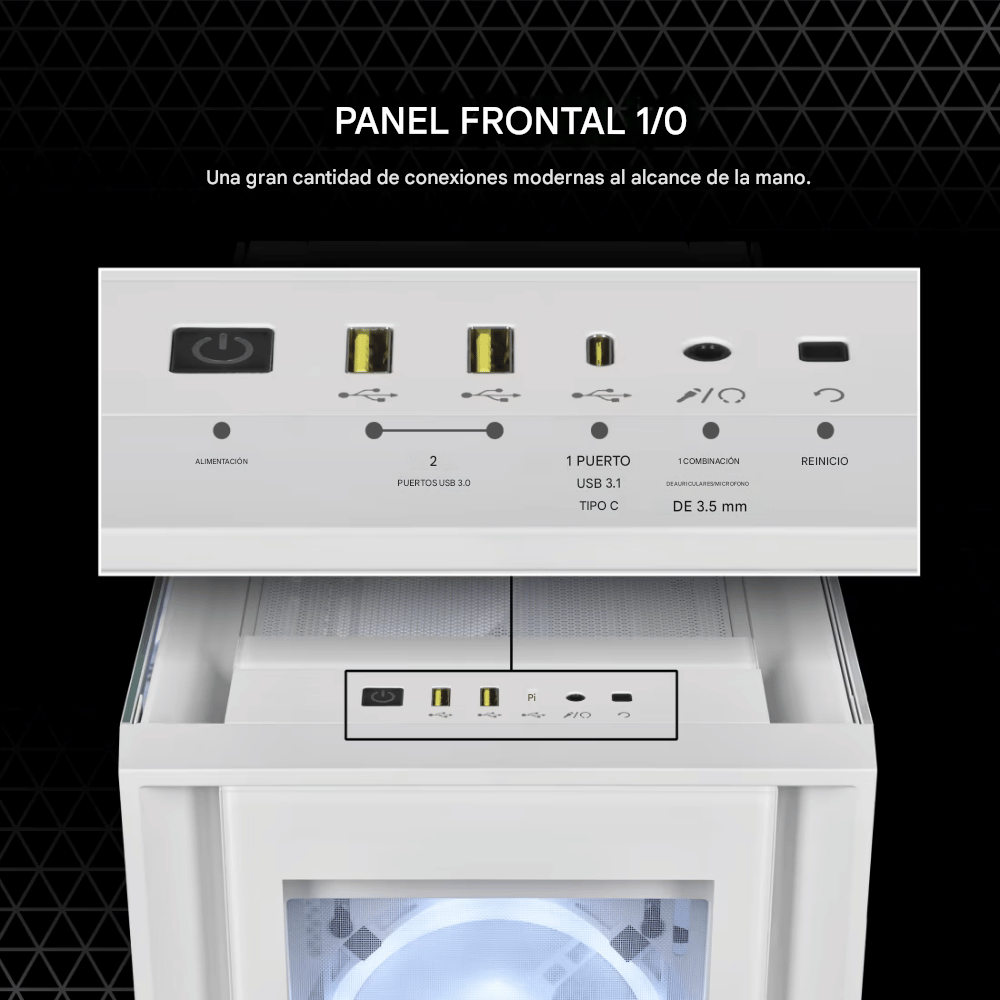 Chasis ATX semitorre iCUE 5000X RGB QL Edition — True White (8)