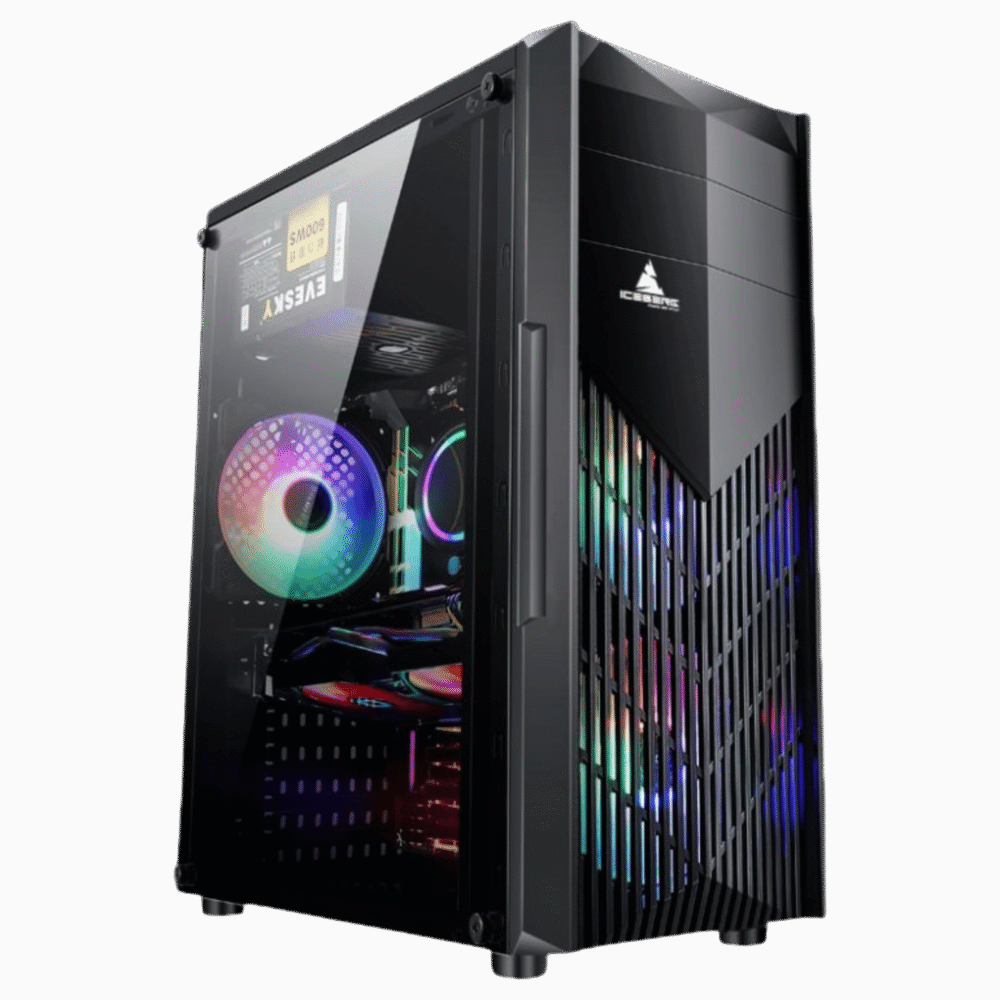 Chasis Caja Iceberg Gear V6 Plus + Ventiladores Multicolor 120mm + Vidrio Templado