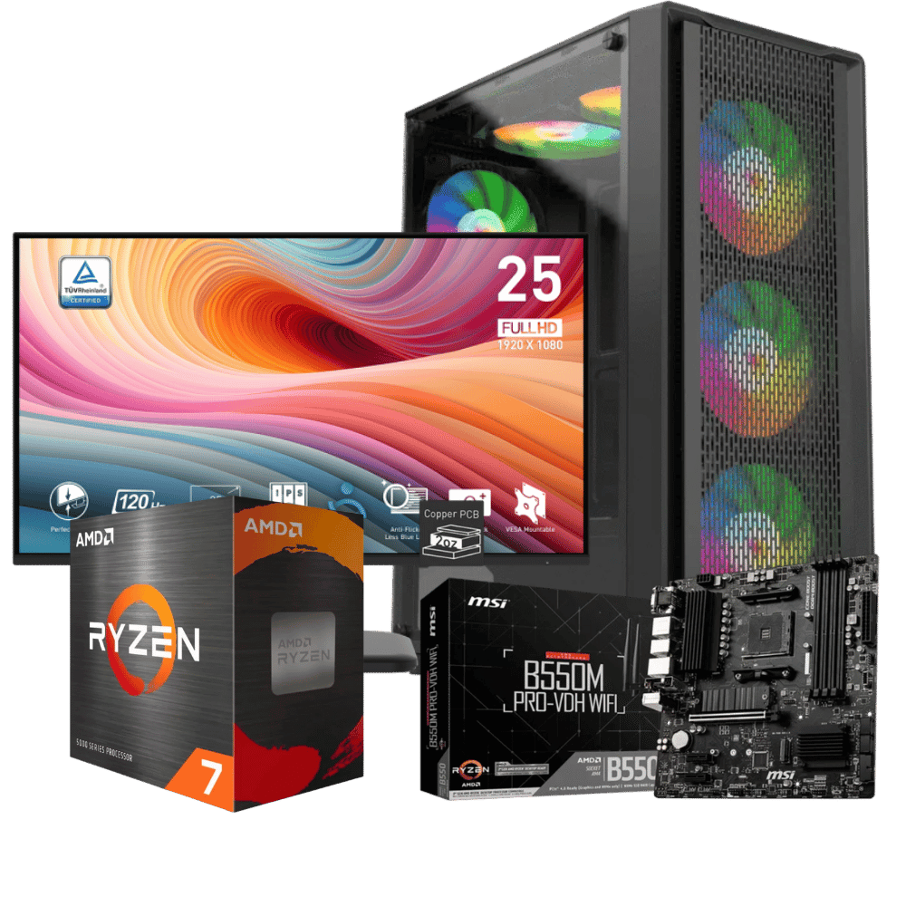 Equipo Master FCBB55W57GM116: Ryzen 7 5700G+ 32GB+ SSD 1 TB+F.700W + Monitor 25"