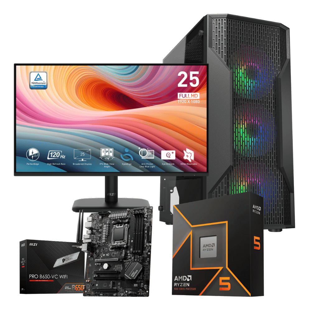 Equipo Pro DYNAMICP-APEX-1: Ryzen 5 9600X+ 32GB+ SSD 512GB+F.750W+ Monitor 25"