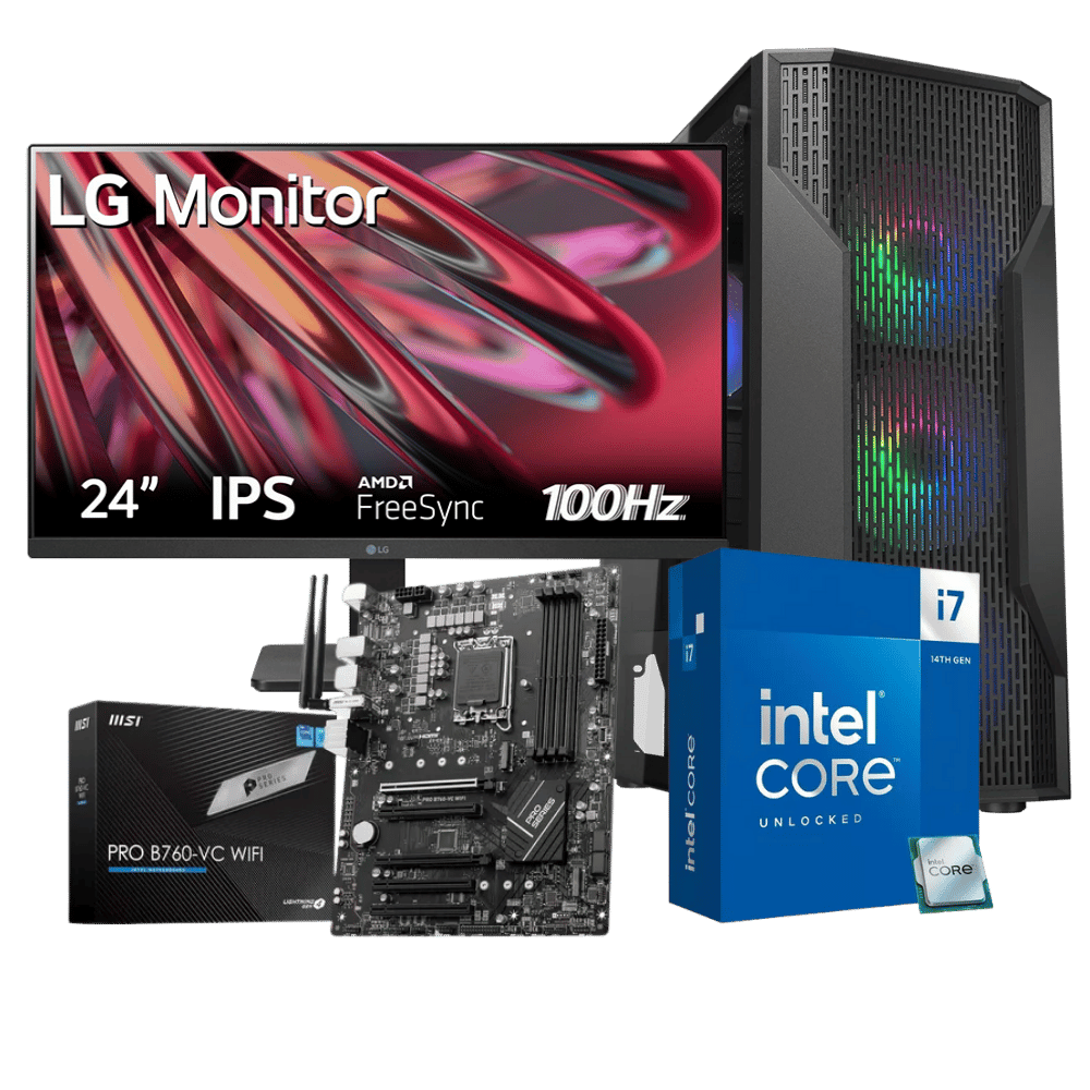 Equipo XTREME-I147-E: Intel Core i7 14700+ 32GB+ SSD 500Gb+F.650W + Monitor 24"