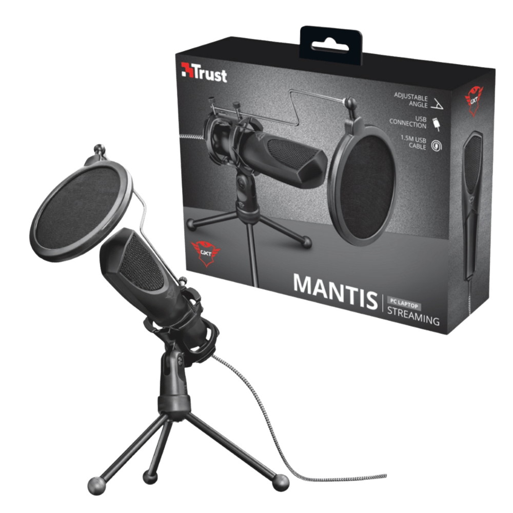 Micrófono TRUST Alámbrico USB GXT 232 Mantis con Trípode Negro