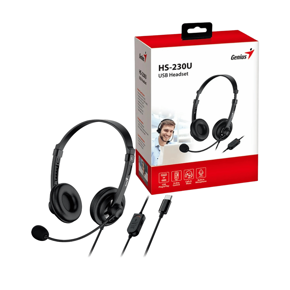 Audifonos Diadema Genius HS-230U Usb - C  Negro con Microfono