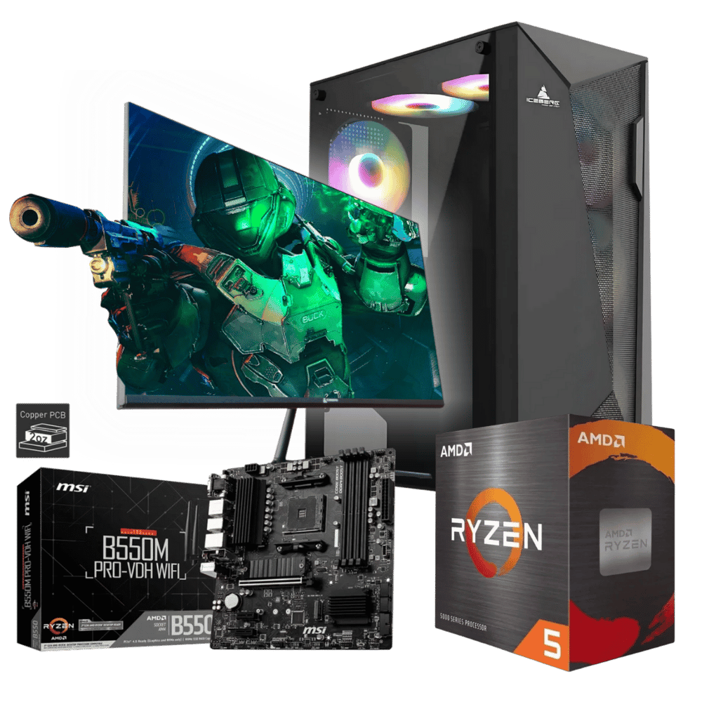 Equipo Master FDBB55W56GM116G: Ryzen 5 5600GT+ 32GB+ SSD 1 TB+F.650W +Monitor 24"
