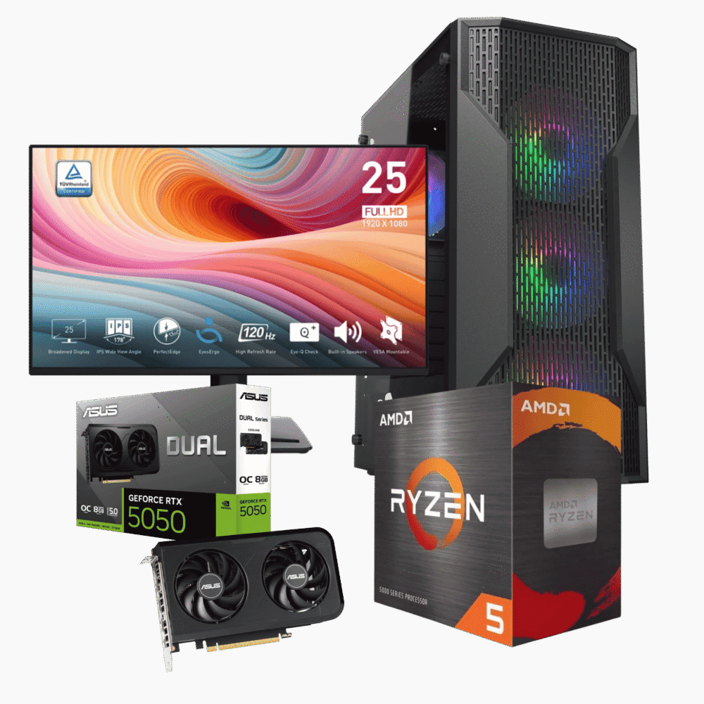 Equipo Pro DYNAMIC-A56T-12: Ryzen 5 5600GT+ 32GB+ SSD 1 Tera+F.650W + T.V 5050 + Monitor 25"