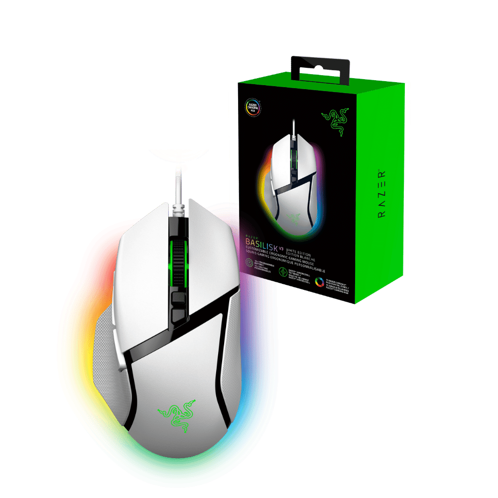 Mouse Razer Basilisk V3 - Ergonomic Wired Gaming Blanco
