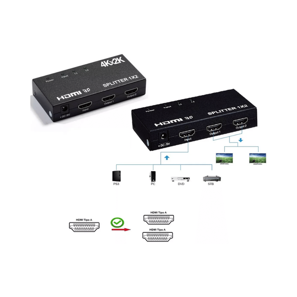 Splitter Hdmi 2 Puertos 4k 30hz 16162 - Imagen 5