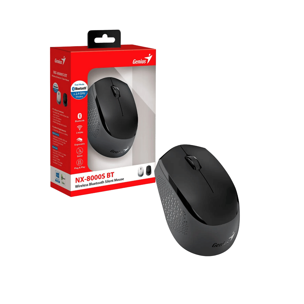 Mouse Genius NX-8000S Inalambrico Bluetooth Silencioso Negro