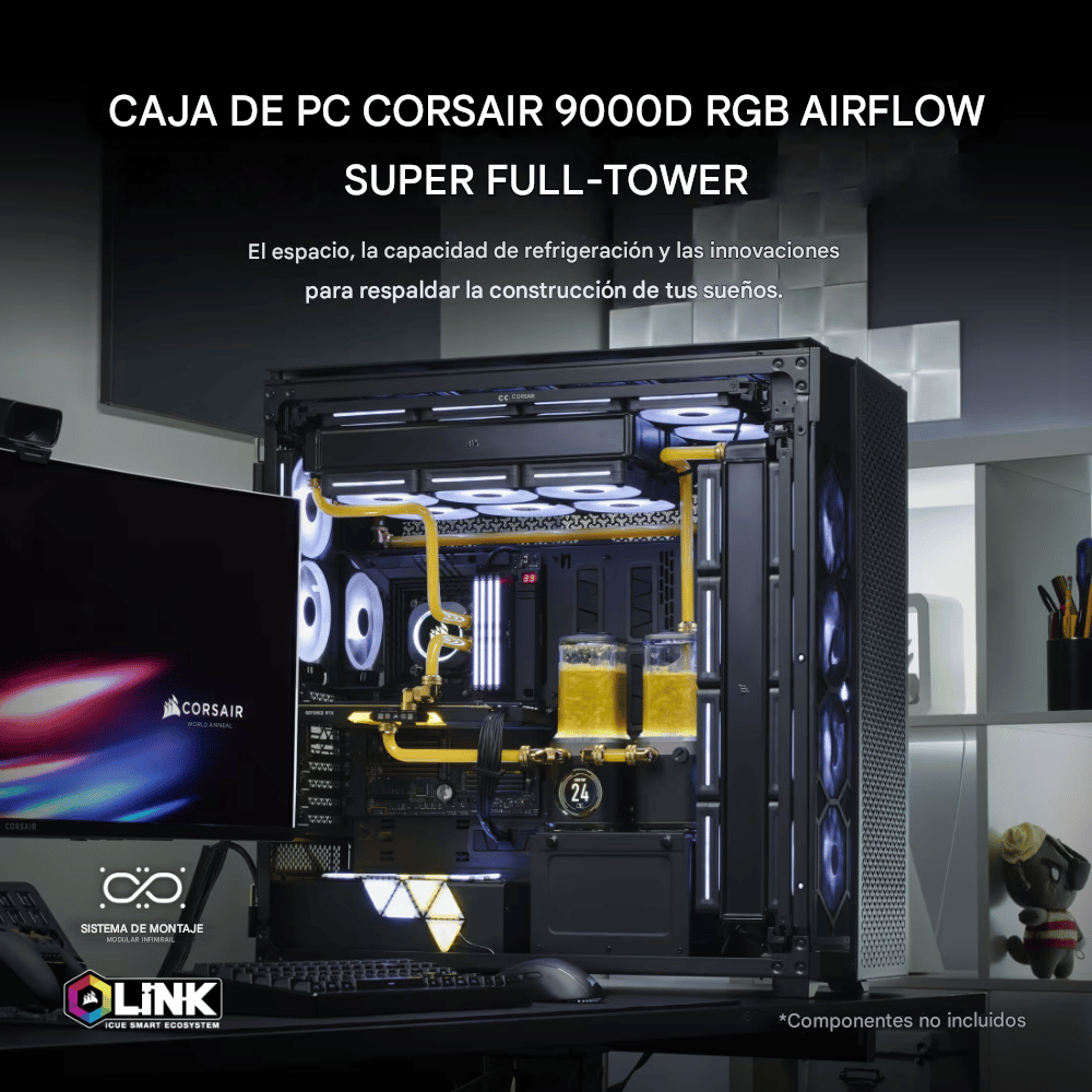 Chasis Corsair Icue Link 9000d Airflow Cristal Templado Supertorre - Imagen 6