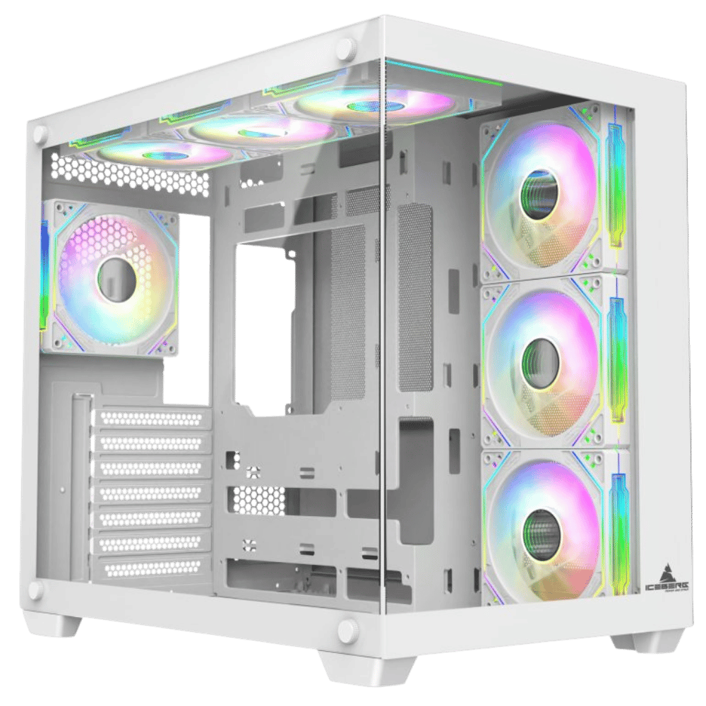 Chasis Gamer Iceberg Crystal Cube Blanco+ 7 Ventiladores