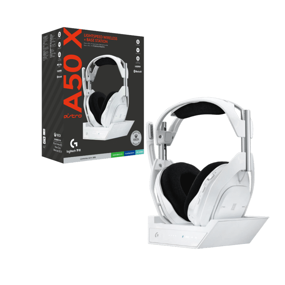 Diadema Gamer Logitech G Inalámbrica Bluetooth Astro A50X Blanco+ Base Gaming