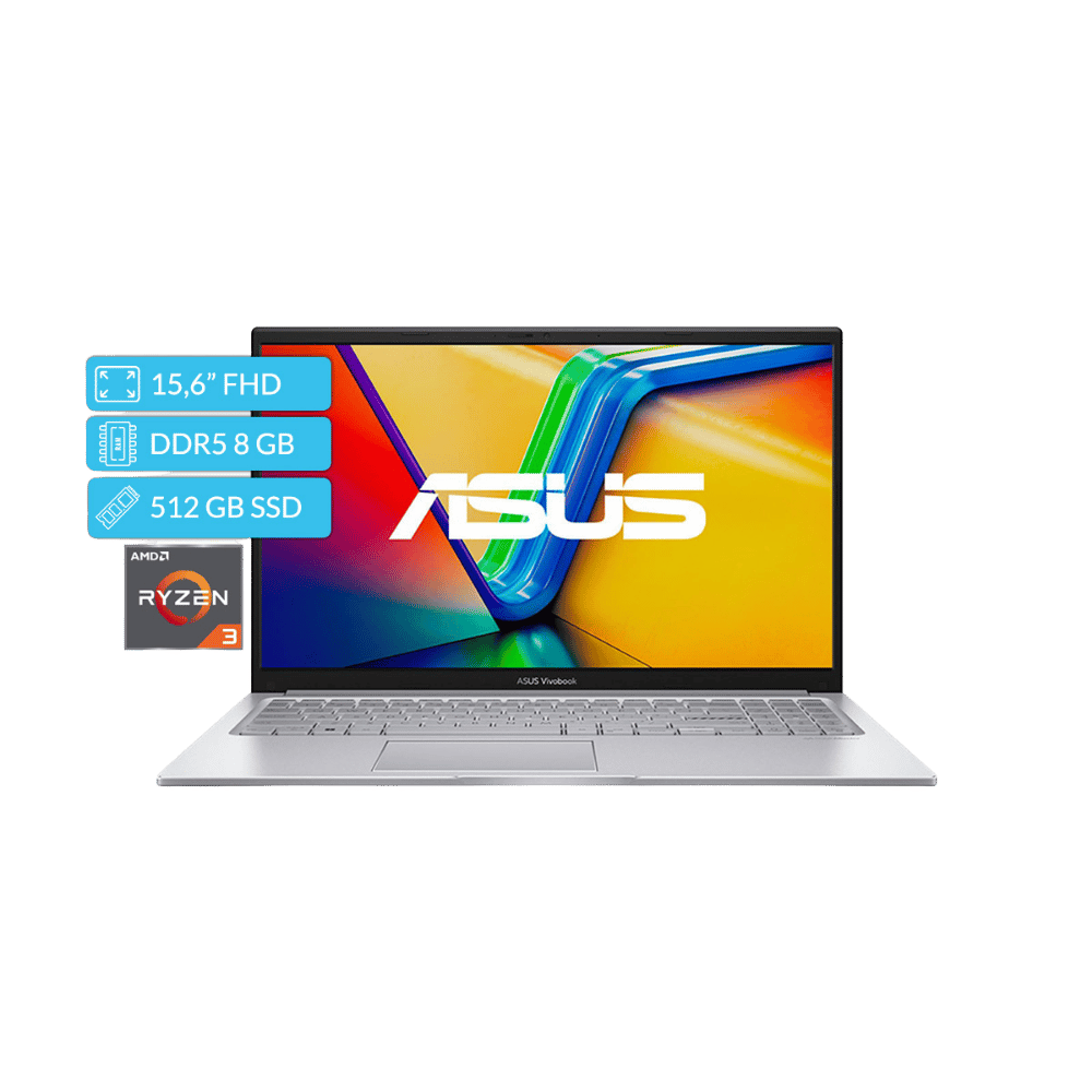 Portátil Asus E1504fa-Bq2676 Ryzen 3 7320u, DDr5 8gb, Ssd 512gb, 15,6" Fhd, Silver