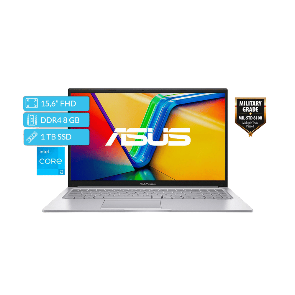 Portátil Asus X1504VA-BQ4375 Intel® Core™ i3-1315U, DDr4 8gb, Ssd 1TB, 15,6" Fhd, Silver