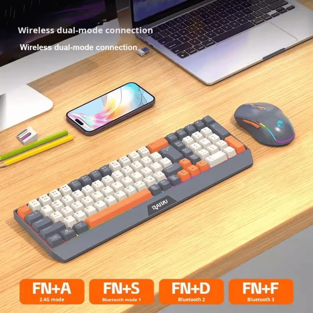 Combo Teclado Y Mouse Inalámbrico RGB R908 Raiku 57118 - Imagen 2