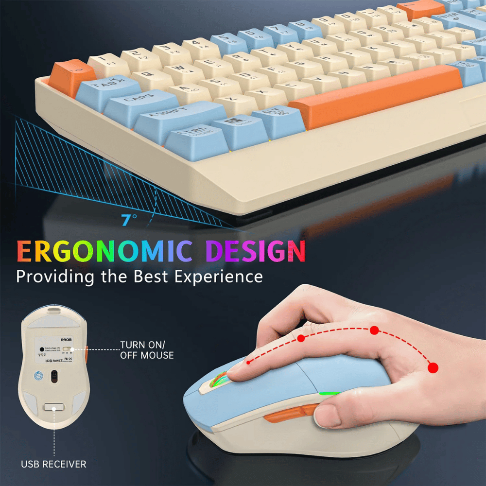 Combo Teclado Y Mouse Inalámbrico RGB R908 Raiku 57118 - Imagen 4