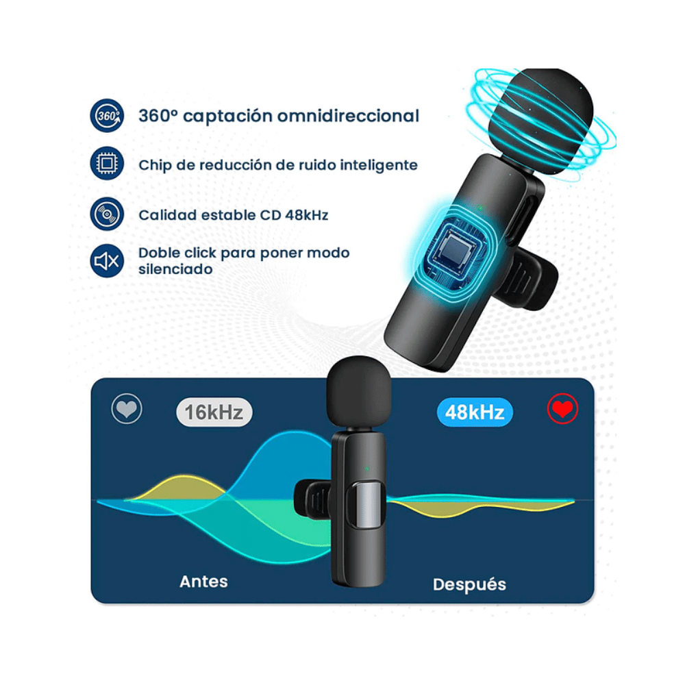 Microfóno Inalámbrico K35 Dual Mic Plug 3.5 40047 - Imagen 2