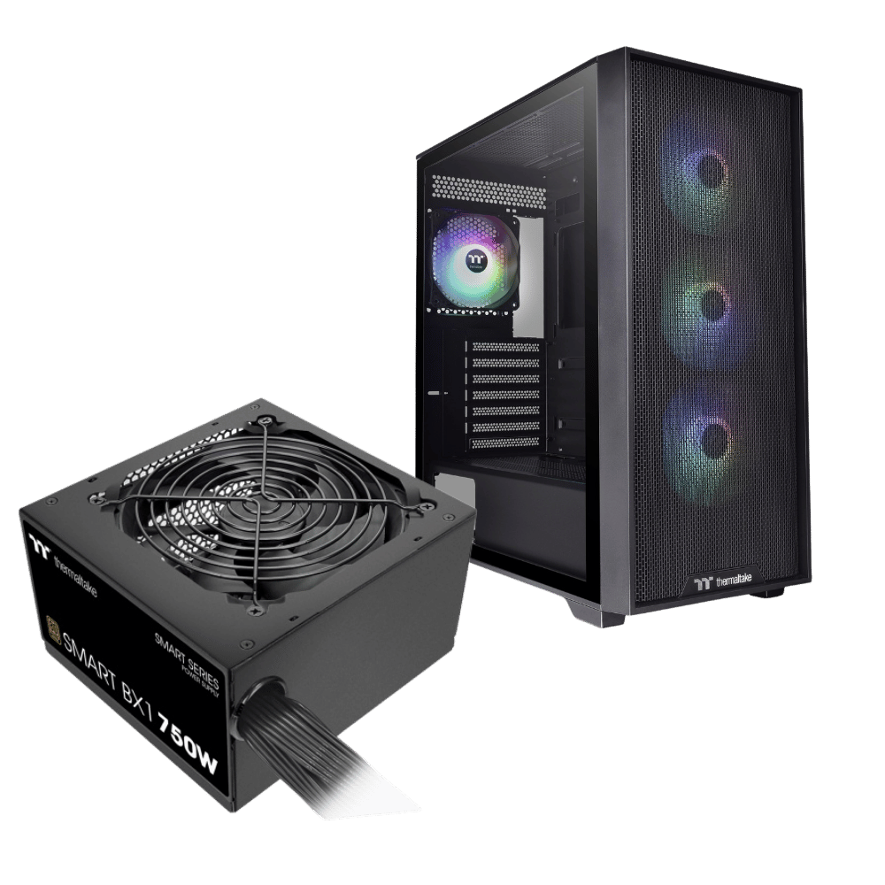 Chasis Thermaltake H390 Negro+ 4 Fan ARGB + Fuente 750W White