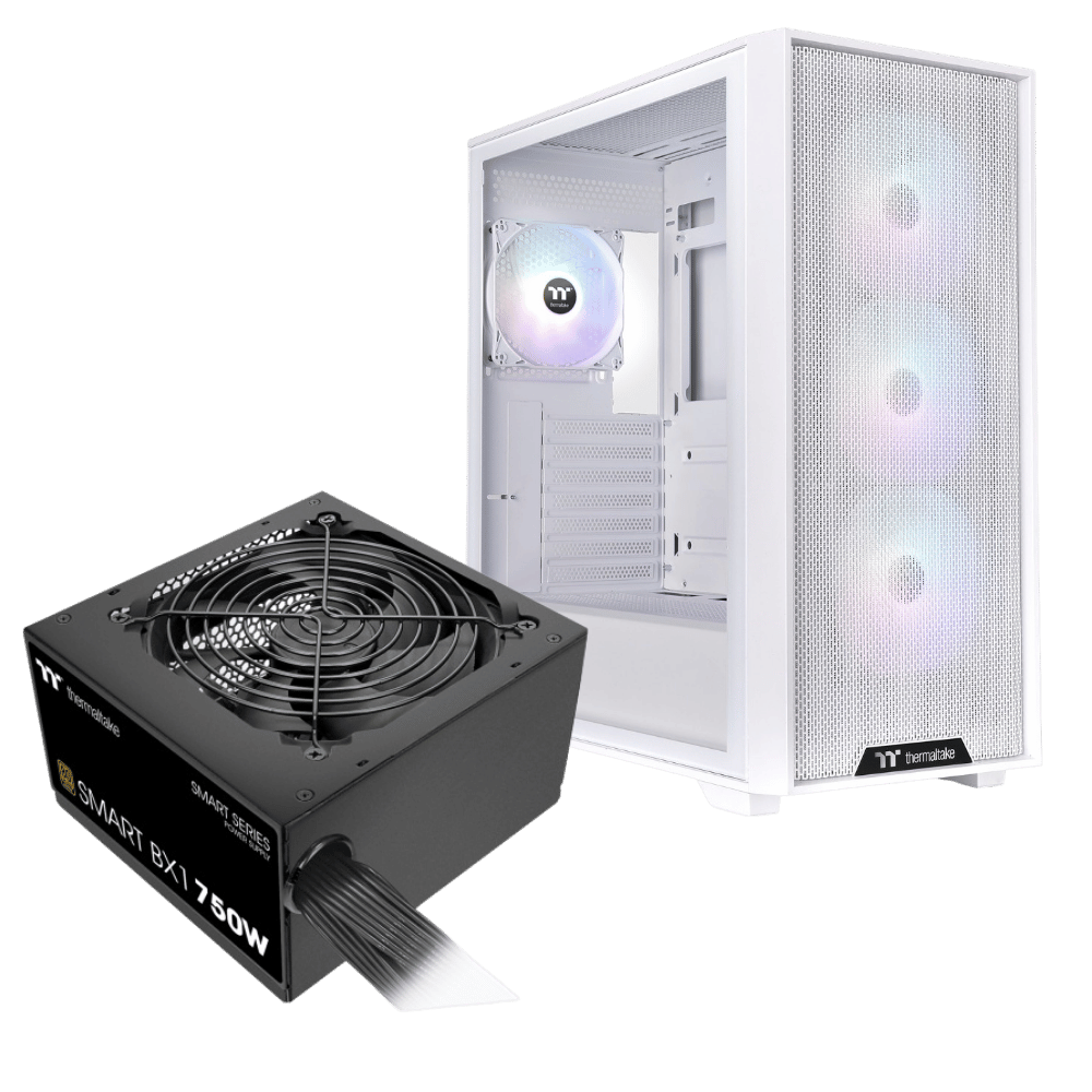 Chasis Thermaltake H390 Blanco + 4 Fan ARGB + Fuente 750W White