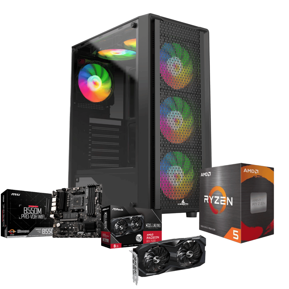 Cpu Master FCB55W55M116G: Ryzen 5 5500+16GB+ SSD 1 Tera+F.600W + T.V 7600