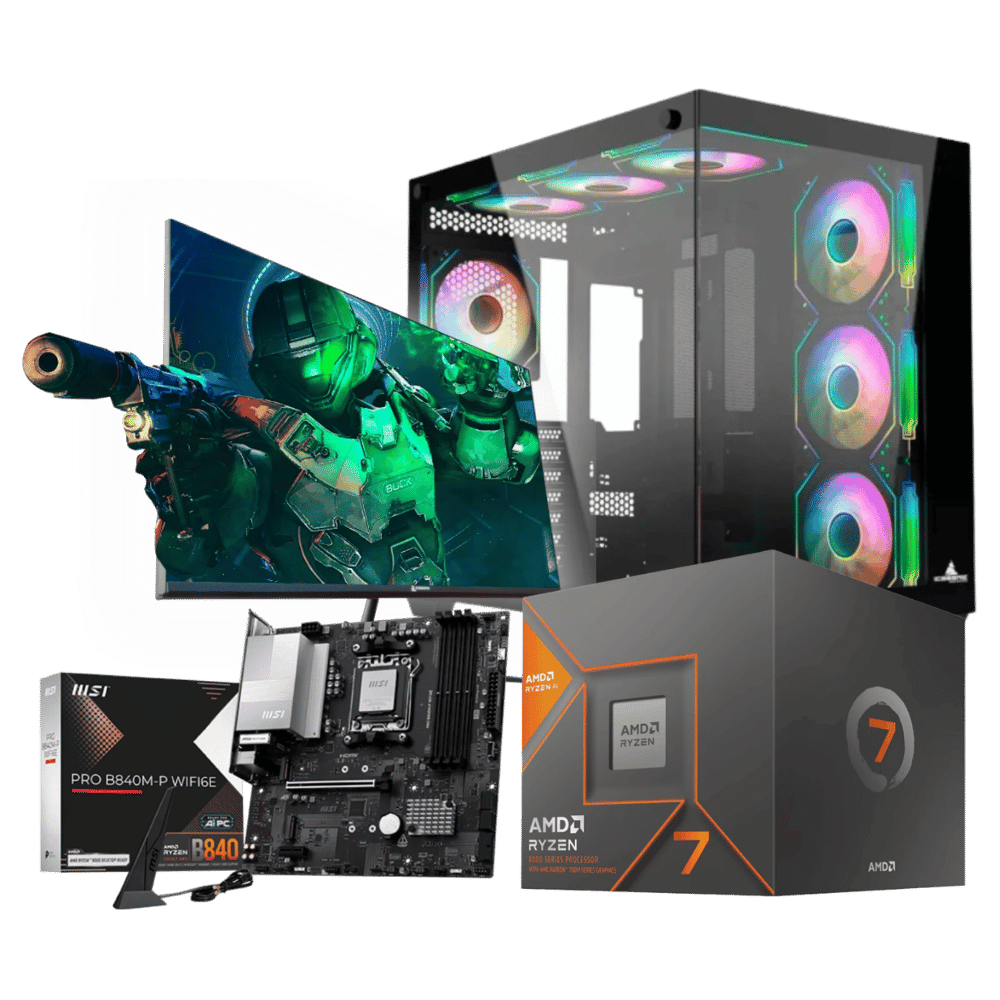Equipo Master CCSB84W87M116G: Ryzen 5 8700G+16GB+ SSD 1 Tera+F.700W + Monitor