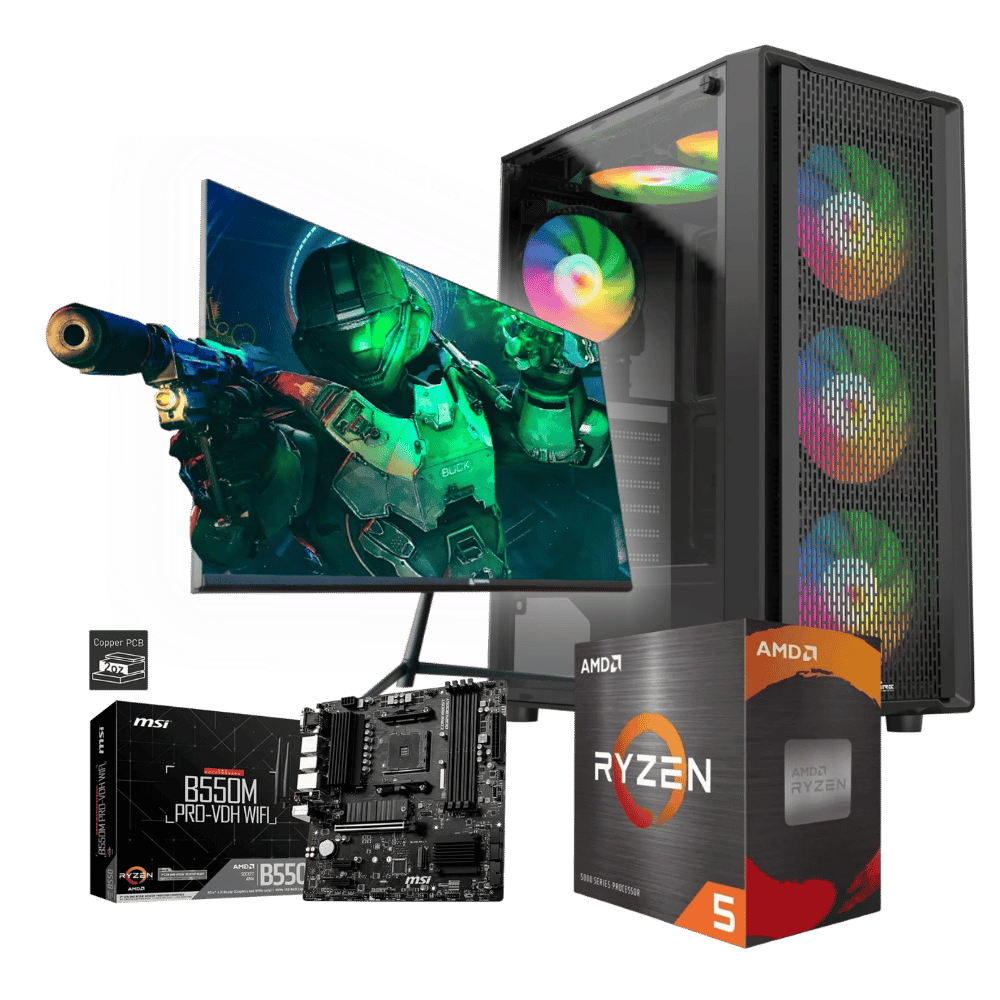 Equipo Master FCB55W56M116G: Ryzen 5 5500GT+16GB+ SSD 1 Tera+F.500W + Monitor