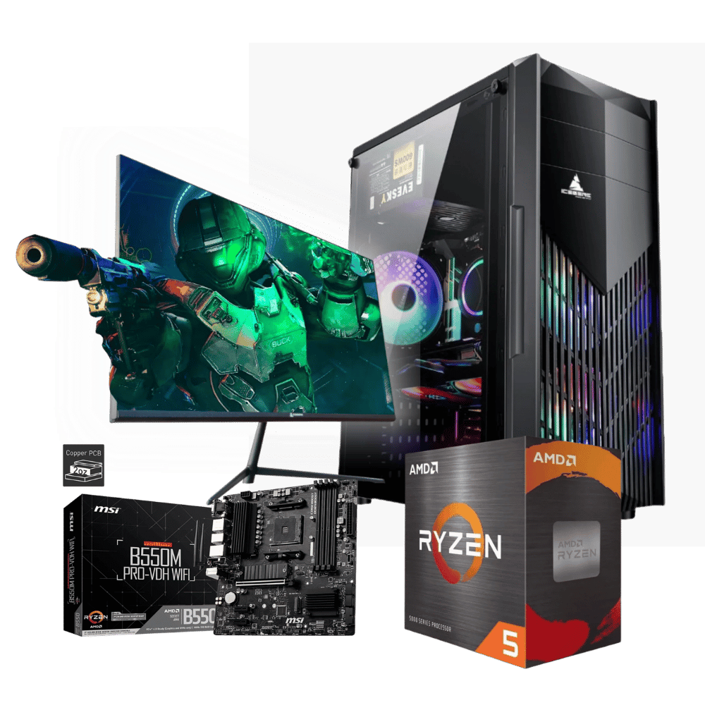 Equipo Master GV6B55W55M116G: Ryzen 5 5500+16GB+ SSD 1 Tera+F.500W + Monitor