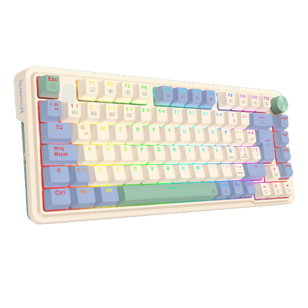 Teclado Inalambrico Redragon Mecánico 75% UCAL PRO K673 Beich/Lila/Verde